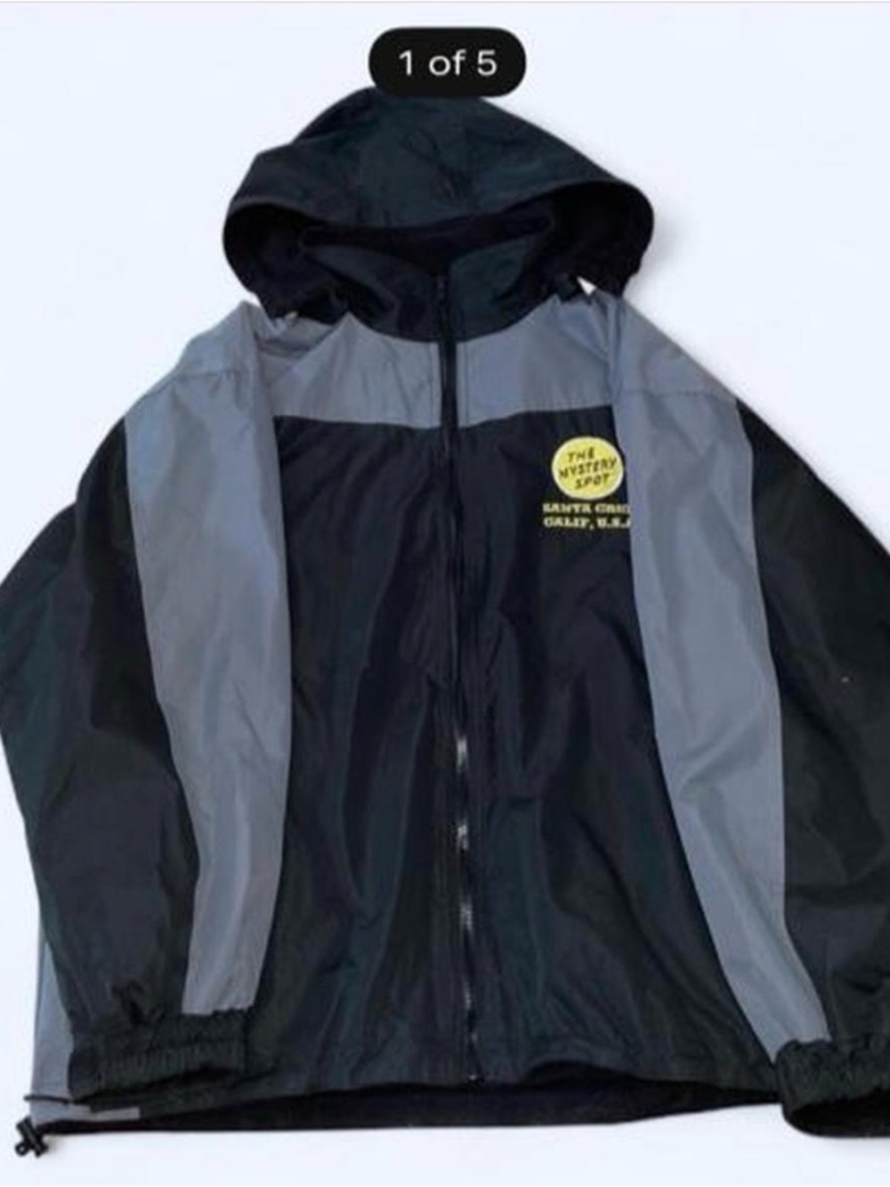 Black & Gray Hooded Windbreaker Jacket - Unbranded